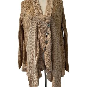 Free People Brown Cable Knit Cardigan